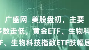 广盛网  美股盘初，主要行业ETF多数走低，黄金ETF、生物科技指数ETF跌幅居前